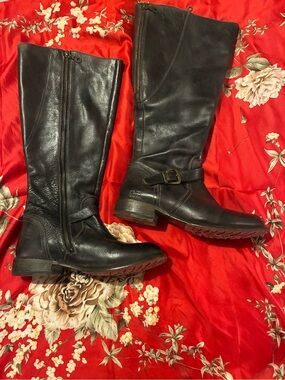 WIDE CALF Bed Stu Black Leather Cobbler Series Knee High Boots